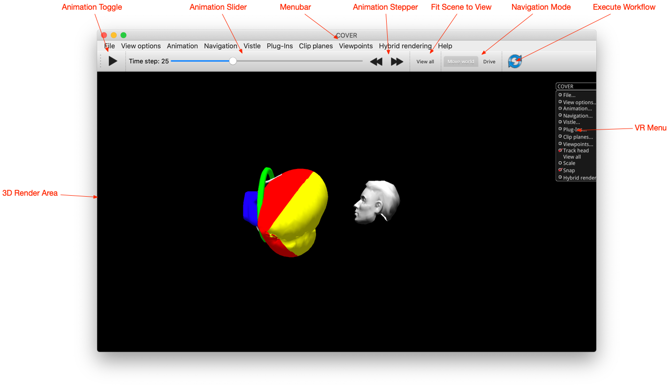 Figure 2: COVER renderer with desktop and VR user interface.
